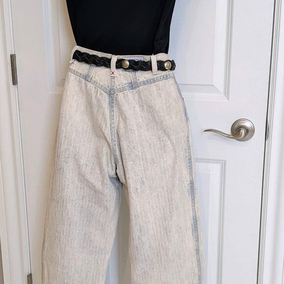 Vintage 90's Rocky Mountain Bareback Jeans white wash Pinstripe 27x34 - Picture 3 of 12